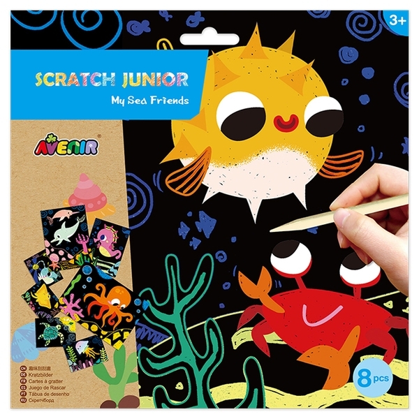 Набор для творчества скретч-арт Avenir Морские друзья, 8 листов (CH1674) - Pampik