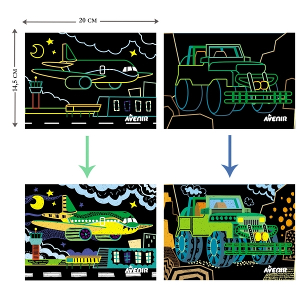 Набор для творчества скретч-арт Avenir Транспорт, 8 листов (CH191681) - Pampik - 3