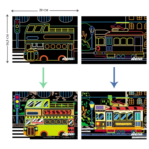 Набор для творчества скретч-арт Avenir Транспорт, 8 листов (CH191681) - Pampik - 4