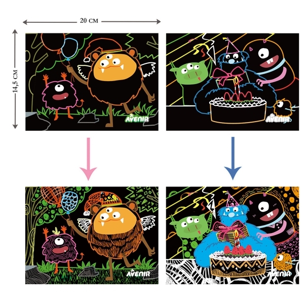 Набор для творчества скретч-арт Avenir Монстр, 8 листов (CH191680) - Pampik - 6