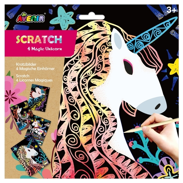 Набор для творчества скретч-арт Avenir Волшебные единороги, 4 листа (CH1545) - Pampik