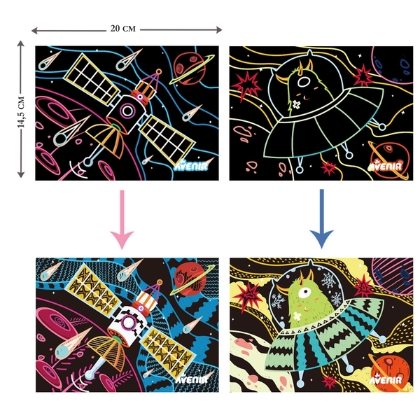 Набір для творчості скретч-арт Avenir Космос, 8 аркушів (CH191678) - Pampik - 7