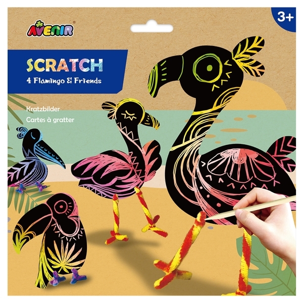 Набор для творчества скретч-арт Avenir Фламинго, 4 листа (CH1426) - Pampik