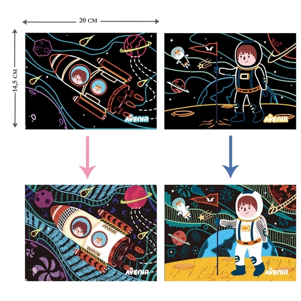 Набір для творчості скретч-арт Avenir Космос, 8 аркушів (CH191678) - Pampik - 4