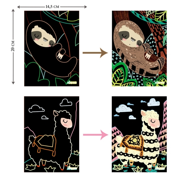 Набор для творчества скретч-арт Avenir Волшебные животные, 4 листа (CH1542) - Pampik - 5