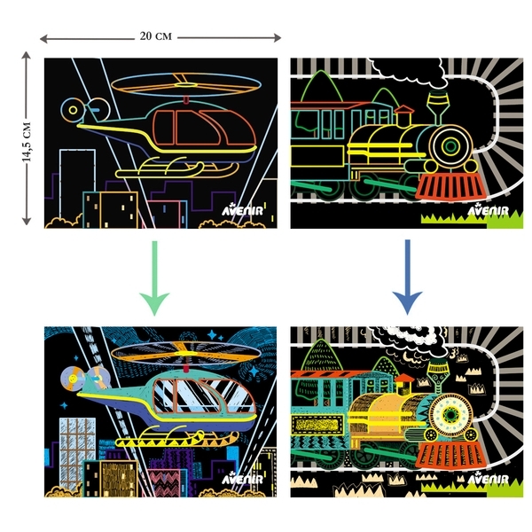Набор для творчества скретч-арт Avenir Транспорт, 8 листов (CH191681) - Pampik - 6