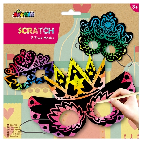 Набор для творчества скретч-арт Avenir Королевская маска, 3 листа (CH1429) - Pampik