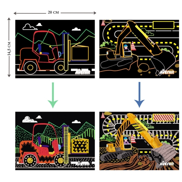 Набор для творчества скретч-арт Avenir Строительство, 8 листов (CH191679) - Pampik - 4