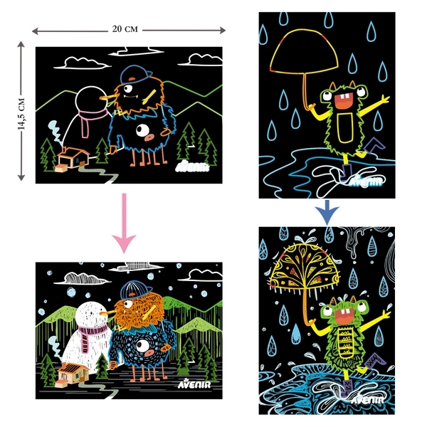 Набор для творчества скретч-арт Avenir Монстр, 8 листов (CH191680) - Pampik - 4