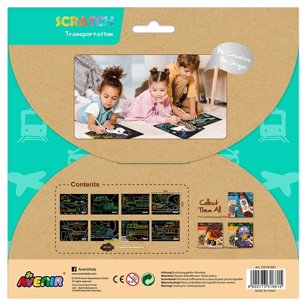 Набор для творчества скретч-арт Avenir Транспорт, 8 листов (CH191681) - Pampik - 7