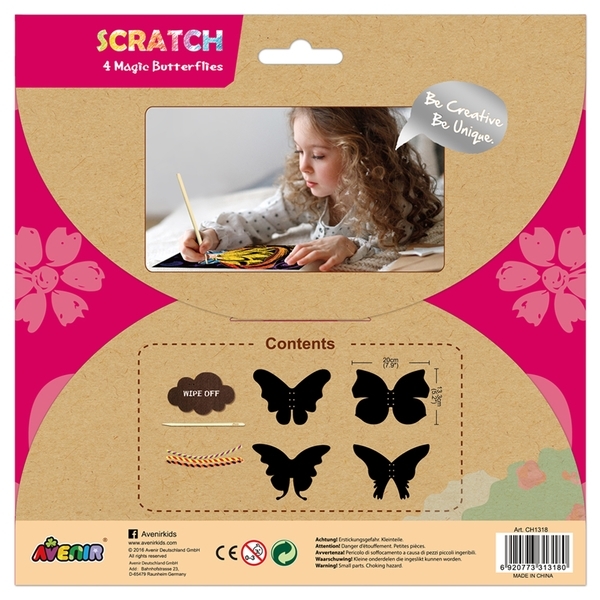 Набор для творчества скретч-арт Avenir Бабочки, 4 листа (CH1318) - Pampik - 4