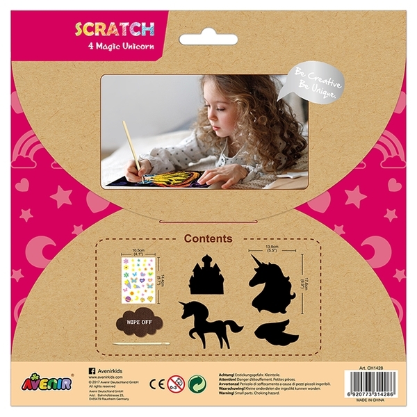 Набор для творчества скретч-арт Avenir Единорог, 4 листа (CH1428) - Pampik - 5