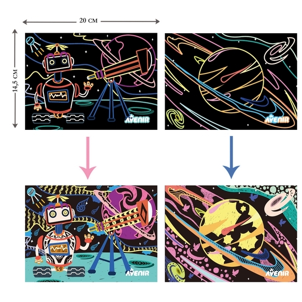 Набір для творчості скретч-арт Avenir Космос, 8 аркушів (CH191678) - Pampik - 6