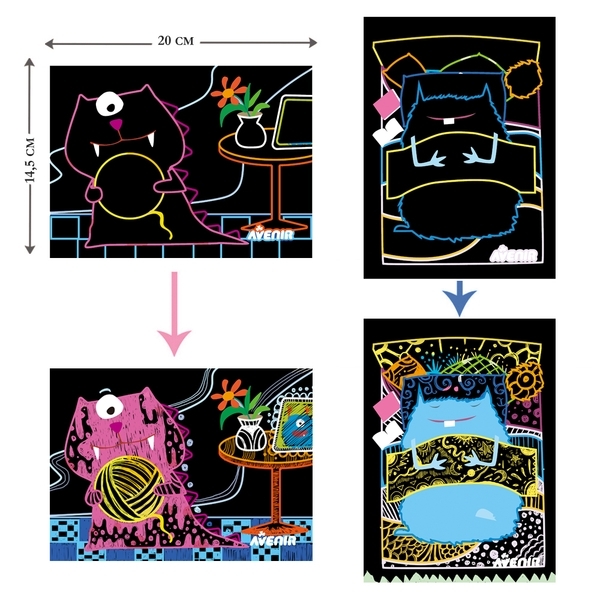 Набор для творчества скретч-арт Avenir Монстр, 8 листов (CH191680) - Pampik - 5