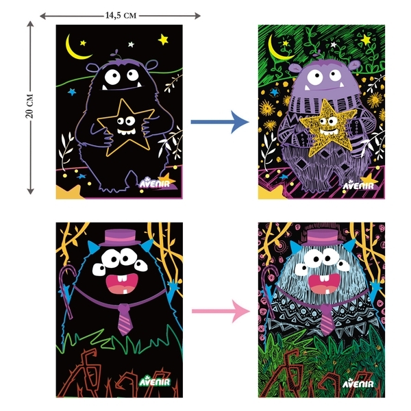 Набор для творчества скретч-арт Avenir Монстр, 8 листов (CH191680) - Pampik - 3