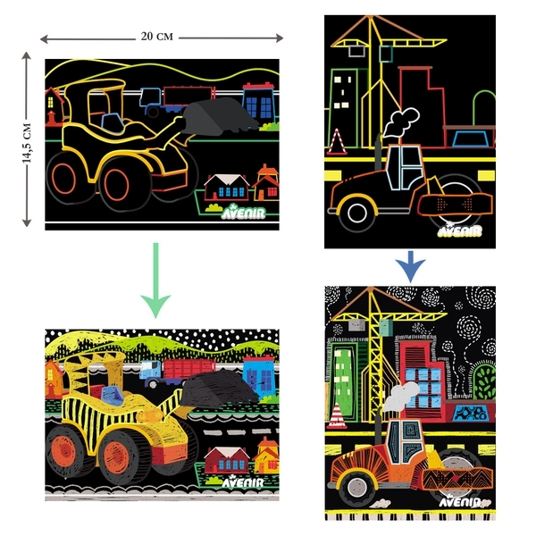 Набор для творчества скретч-арт Avenir Строительство, 8 листов (CH191679) - Pampik - 5