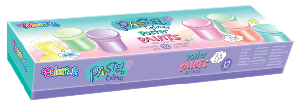 Гуаш CoolPack Пастель, 12 кольорів по 20 мл, без пензлика (87812PTR) - Pampik