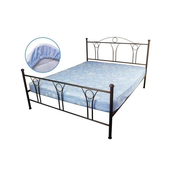 Простыня на резинке Руно Звезды, бязь, 200х140 см, голубой (501.114У_Blue star) - Pampik