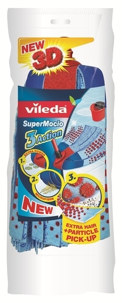 Сменная насадка для ленточной швабры Vileda Super Mocio 3Action Velour, 1 шт. - Pampik