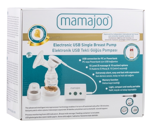 Електричний молоковідсмоктувач Mamajoo з пляшечками Gold (MMJ2841) - Pampik