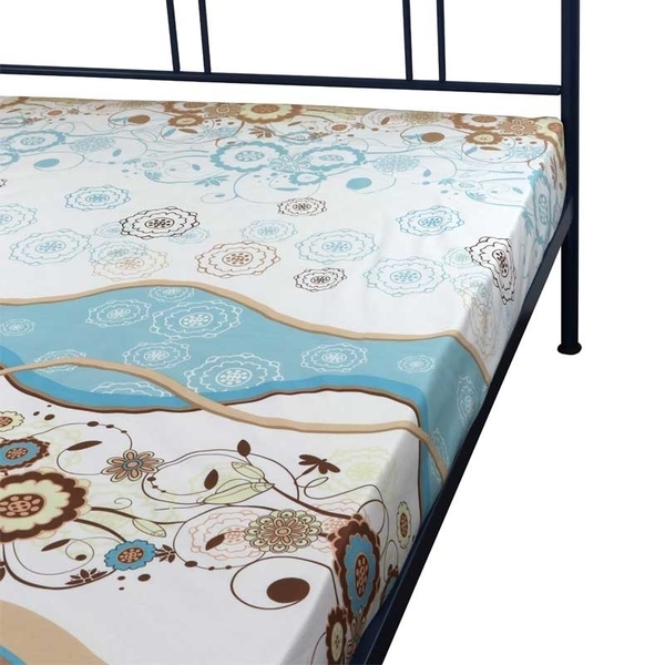 Простыня Руно Марта, бязь, 215х143 см, бежевый с голубым (71.116_Марта 1) - Pampik