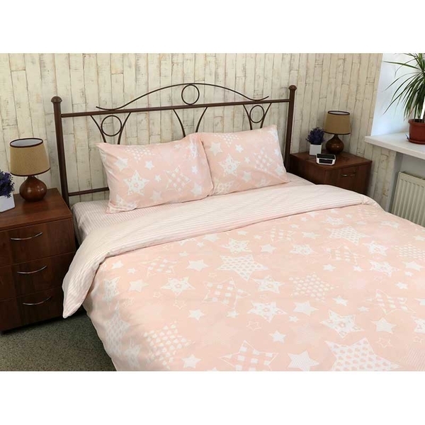Комплект постельного белья Руно Звезды, бязь, 240х220 см, бежевый (845.114Б_Beige star) - Pampik
