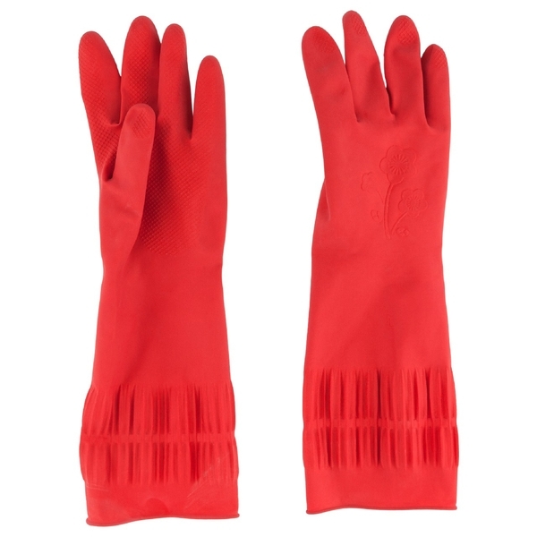 Рукавички латексні господарські Добра Господарочка, надміцні, з довгим манжетом, р.S, червоний - Pampik - 2