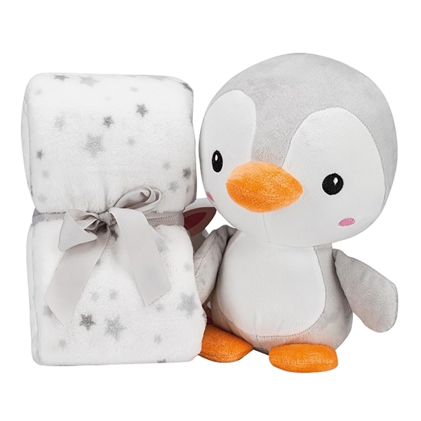 Плед Interbaby Flecce plush toy pinguin gray, сірий (8100260) - Pampik