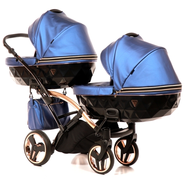 Універсальна коляска для двійні 2 в 1 Junama Fluo line Duo Slim 01, синій (J-Fl-DUOs-01) - Pampik - 2