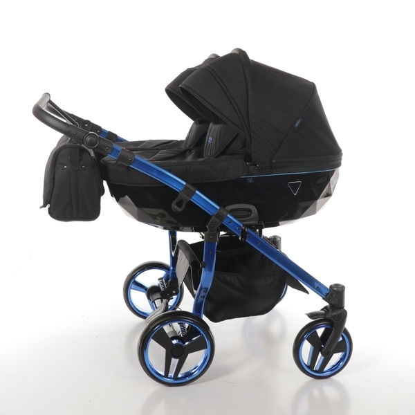 Універсальна коляска для двійні 2 в 1 Junama Diamond Individual Duo 02, чорний на синій рамі (JD-IN-DUO-02) - Pampik - 4