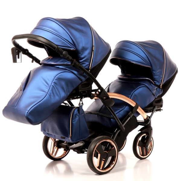 Універсальна коляска для двійні 2 в 1 Junama Fluo line Duo Slim 01, синій (J-Fl-DUOs-01) - Pampik - 5