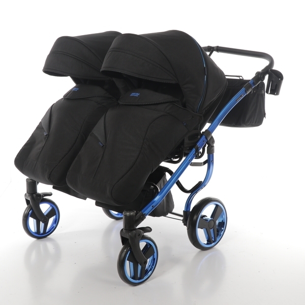 Універсальна коляска для двійні 2 в 1 Junama Diamond Individual Duo 02, чорний на синій рамі (JD-IN-DUO-02) - Pampik - 11