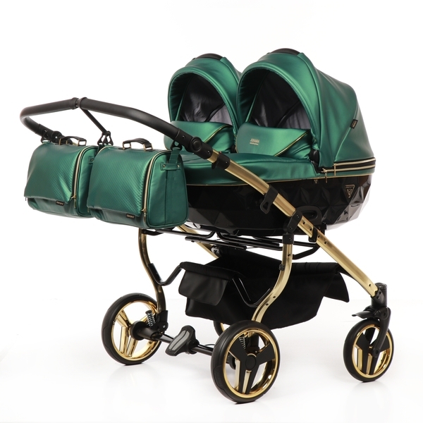 Універсальна коляска для двійні 2 в 1 Junama Fluo line Duo 02, зелений (J-Fl-DUO-02) - Pampik