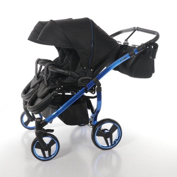 Універсальна коляска для двійні 2 в 1 Junama Diamond Individual Duo 02, чорний на синій рамі (JD-IN-DUO-02) - Pampik - 13