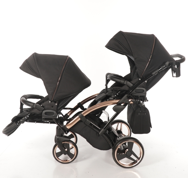 Універсальна коляска для двійні 2 в 1 Junama Diamond Individual Duo Slim 03, чорний на бронзовій рамі (JD-IN-DUOs-03) - Pampik - 9