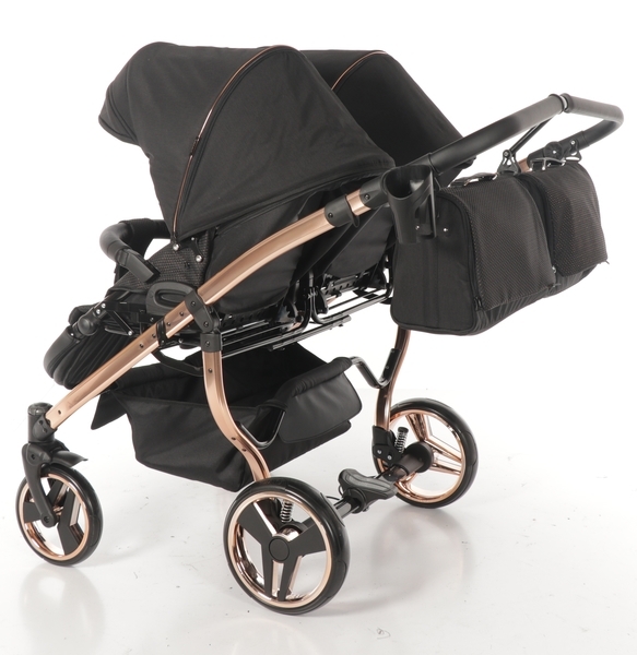 Універсальна коляска для двійні 2 в 1 Junama Diamond Individual Duo 03, чорний на бронзовій рамі (JD-IN-DUO-03) - Pampik - 10