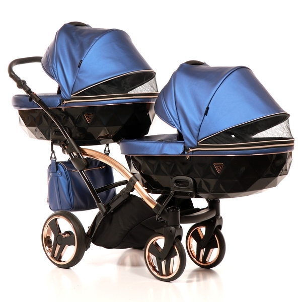 Універсальна коляска для двійні 2 в 1 Junama Fluo line Duo Slim 01, синій (J-Fl-DUOs-01) - Pampik - 3