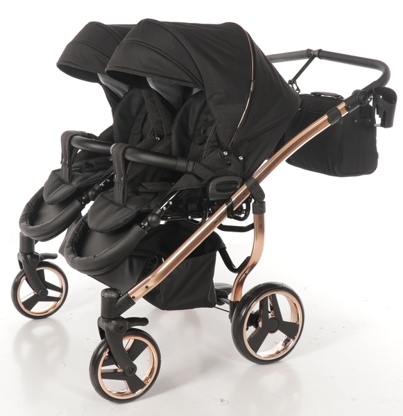 Універсальна коляска для двійні 2 в 1 Junama Diamond Individual Duo 03, чорний на бронзовій рамі (JD-IN-DUO-03) - Pampik - 8