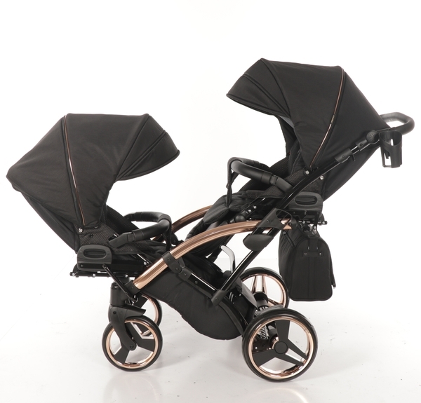 Універсальна коляска для двійні 2 в 1 Junama Diamond Individual Duo Slim 03, чорний на бронзовій рамі (JD-IN-DUOs-03) - Pampik - 8