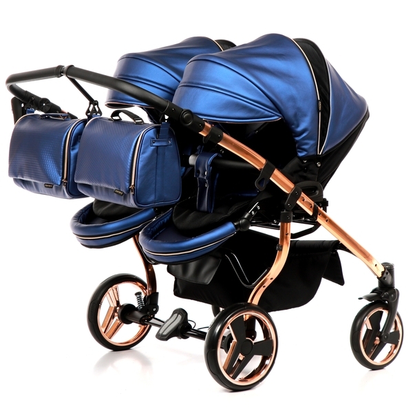 Універсальна коляска для двійні 2 в 1 Junama Fluo line Duo 01, синій (J-Fl-DUO-01) - Pampik - 8