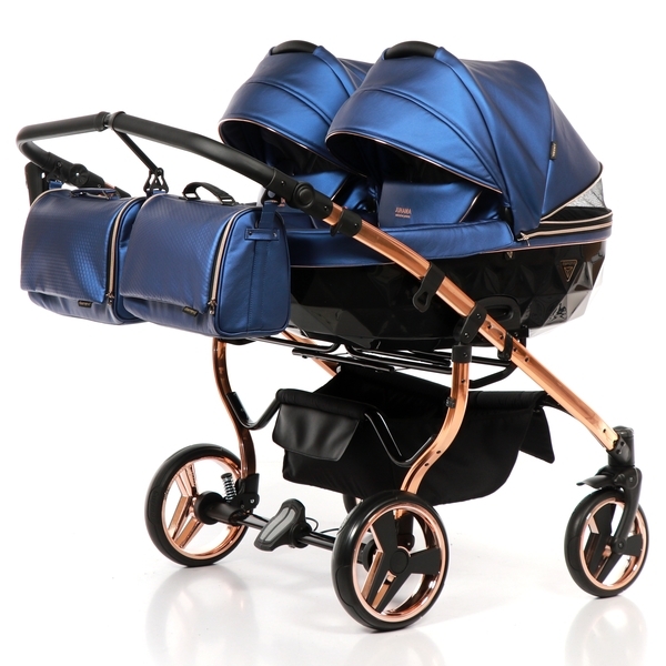 Універсальна коляска для двійні 2 в 1 Junama Fluo line Duo 01, синій (J-Fl-DUO-01) - Pampik - 4