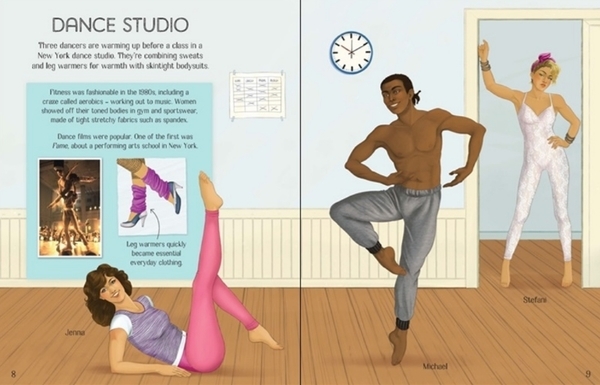 Детская книга Usborne Книга с наклейками. Мода 1980-х, англ. язык - Pampik - 4