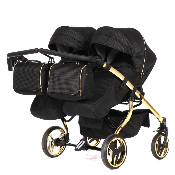 Універсальна коляска для двійні 2 в 1 Junama Mirror Satin Duo 03, чорний з золотим (J-MS-DUO-03) - Pampik - 5