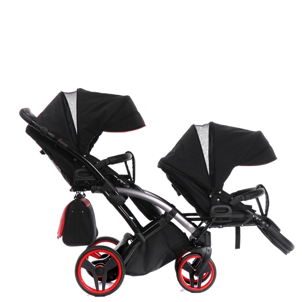 Універсальна коляска для двійні 2 в 1 Junama Diamond S-line Duo Slim 01, чорний з червоним (JD-SL-DUOs-01) - Pampik - 12