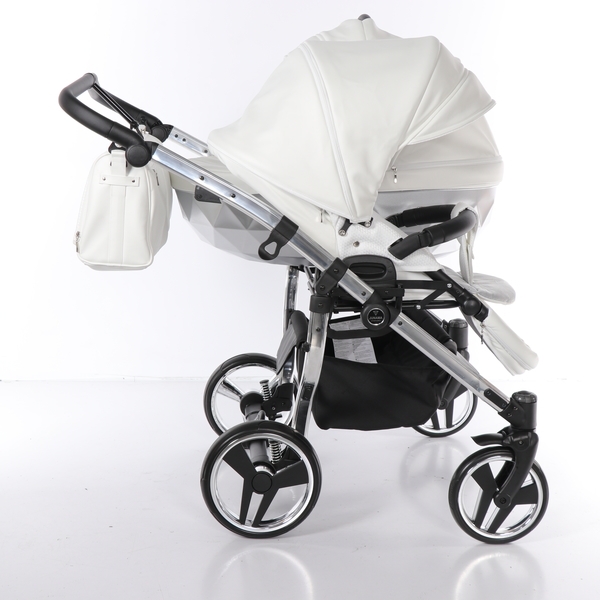 Універсальна коляска для двійні 2 в 1 Junama Mirror Satin Duo 04, білий з сріблястим (J-MS-DUO-04) - Pampik - 11