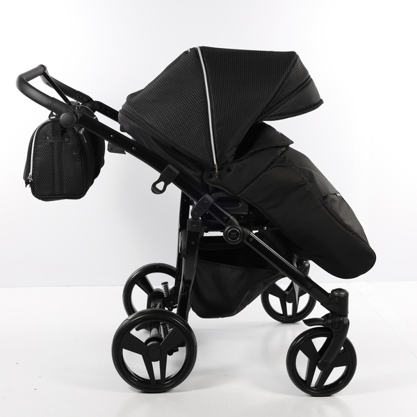 Універсальна коляска для двійні 2 в 1 Junama Mirror Satin Duo 01, чорний з сріблястим (J-MS-DUO-01) - Pampik - 13