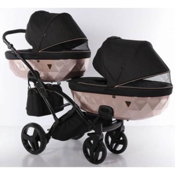 Універсальна коляска для двійні 2 в 1 Junama Mirror Satin Duo Slim 02, чорний з бронзовим (J-MS-DUOs-02) - Pampik - 5