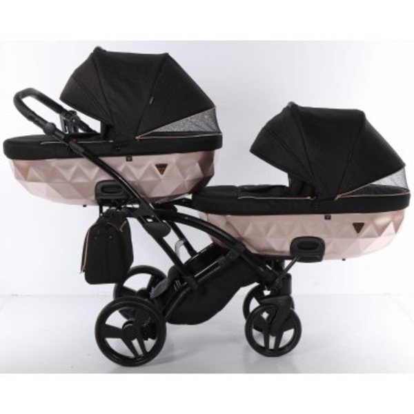 Універсальна коляска для двійні 2 в 1 Junama Mirror Satin Duo Slim 02, чорний з бронзовим (J-MS-DUOs-02) - Pampik - 6