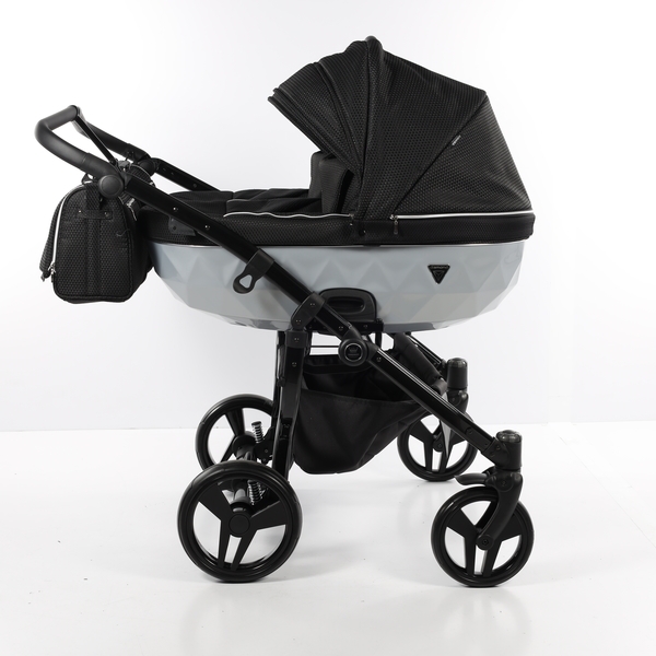 Універсальна коляска для двійні 2 в 1 Junama Mirror Satin Duo 01, чорний з сріблястим (J-MS-DUO-01) - Pampik - 7