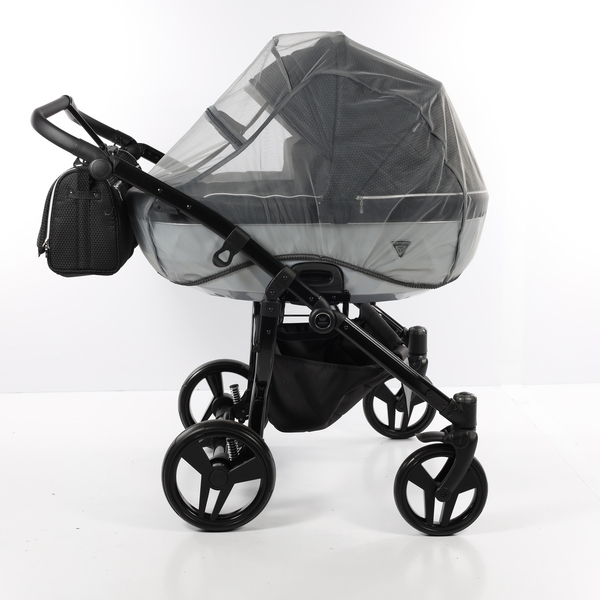 Універсальна коляска для двійні 2 в 1 Junama Mirror Satin Duo 01, чорний з сріблястим (J-MS-DUO-01) - Pampik - 9